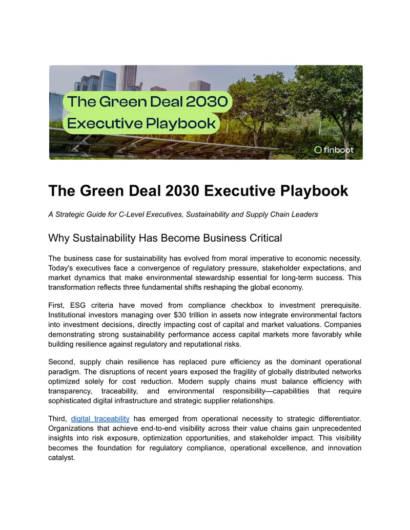Green Deal 2030 Executive Playbook for Sustainability Leaders