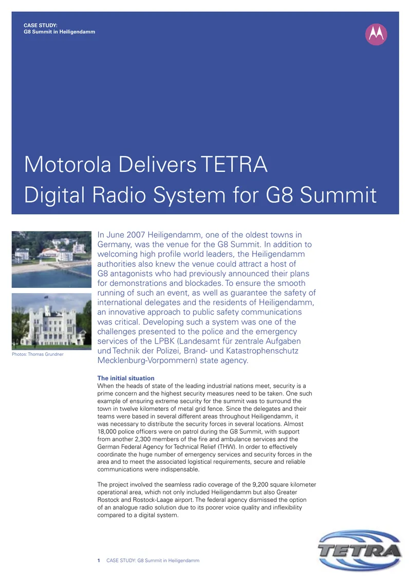 TETRA Digital Radio System for G8 Summit