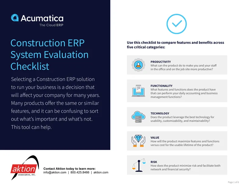 Construction ERP System Evaluation Checklist
