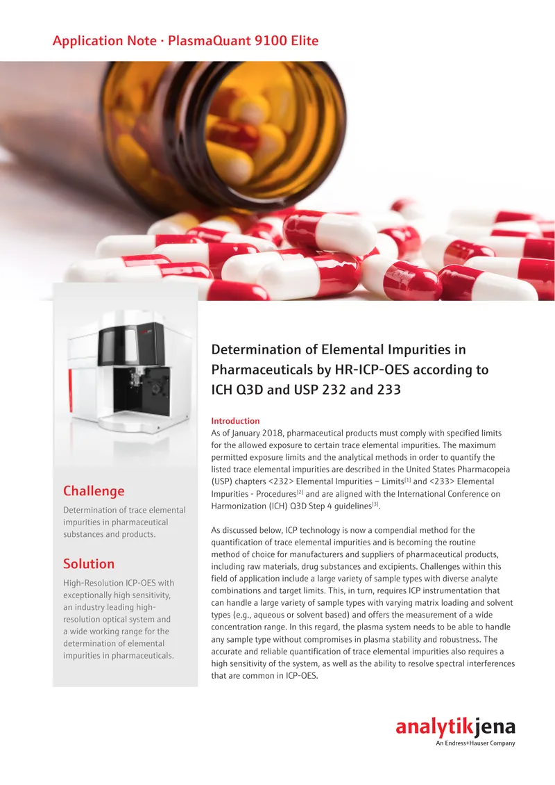 Determination of Elemental Impurities in Pharmaceuticals preview page 1