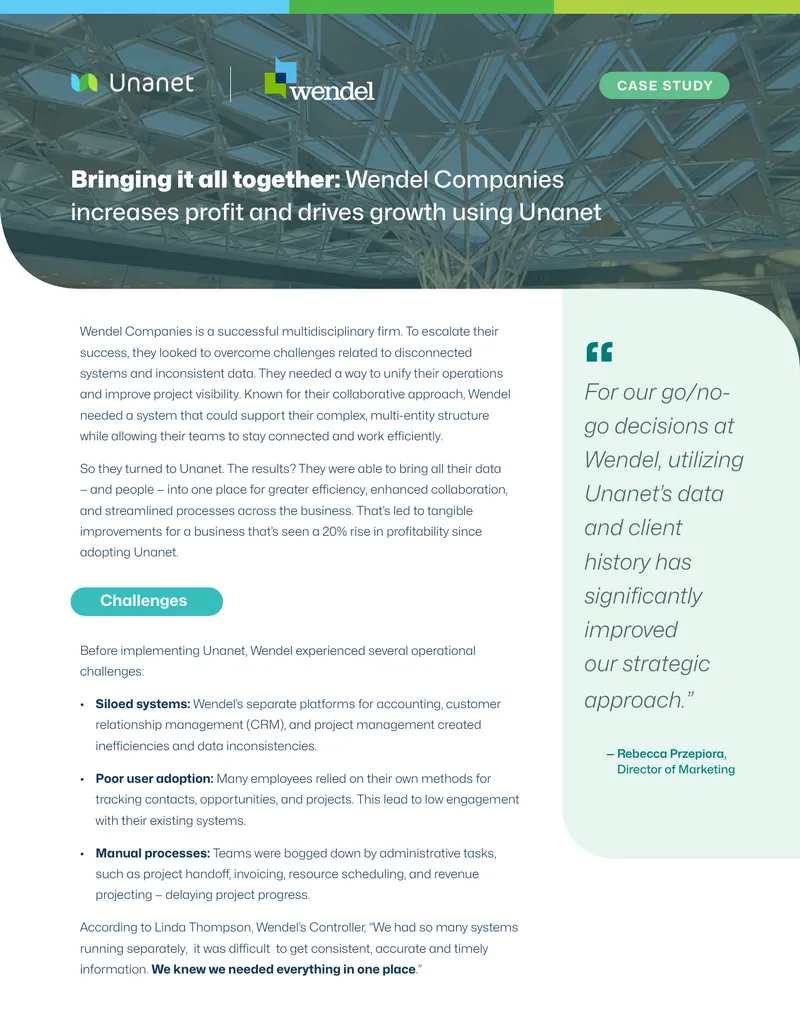 Wendel Companies Case Study on Unanet Implementation