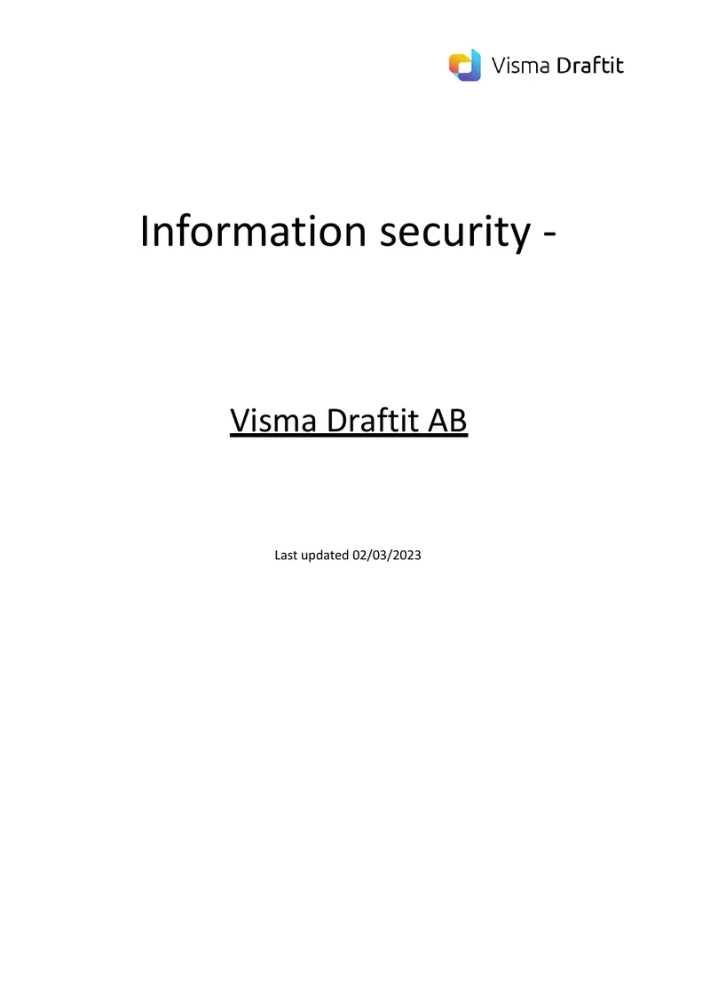 Information Security Framework for Visma Draftit AB