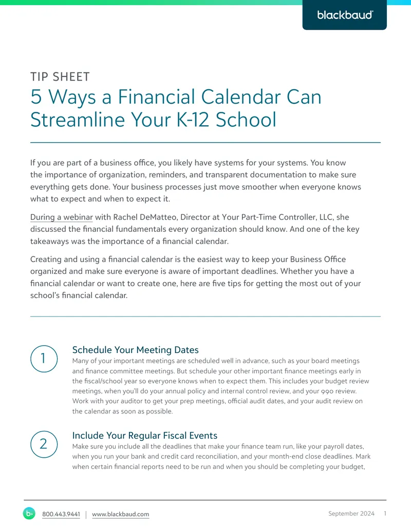 Financial Calendar Implementation Tips for K-12 Schools