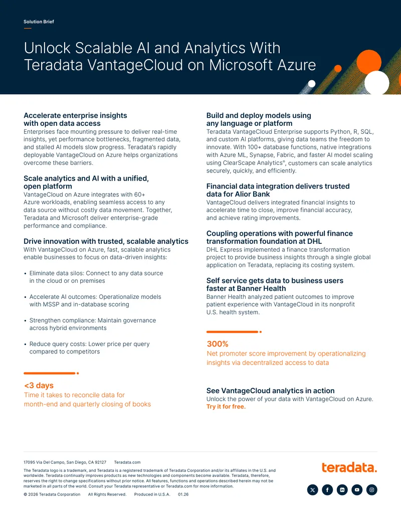 Unlock Scalable AI and Analytics With Teradata VantageCloud