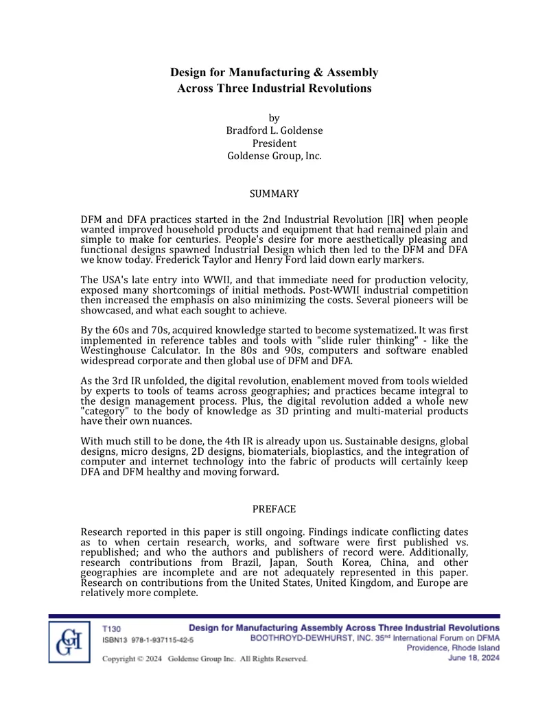 Design for Manufacturing and Assembly Across Industrial Revolutions