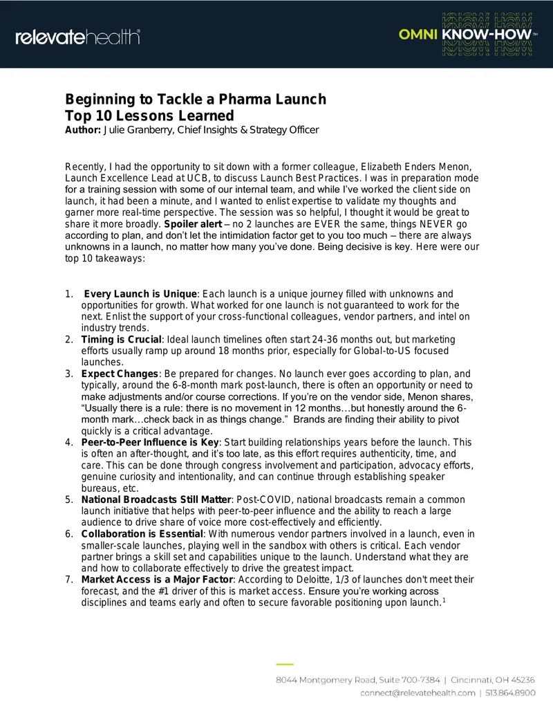 Top Lessons Learned from Pharma Launches