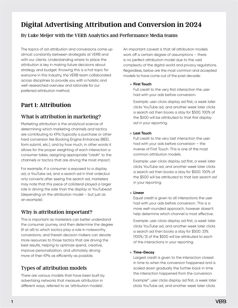 Digital Advertising Attribution Models and Conversions