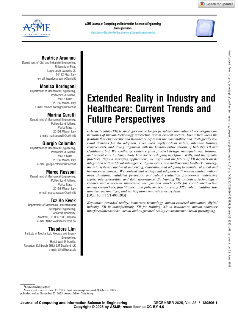 Extended Reality in Industry and Healthcare Applications