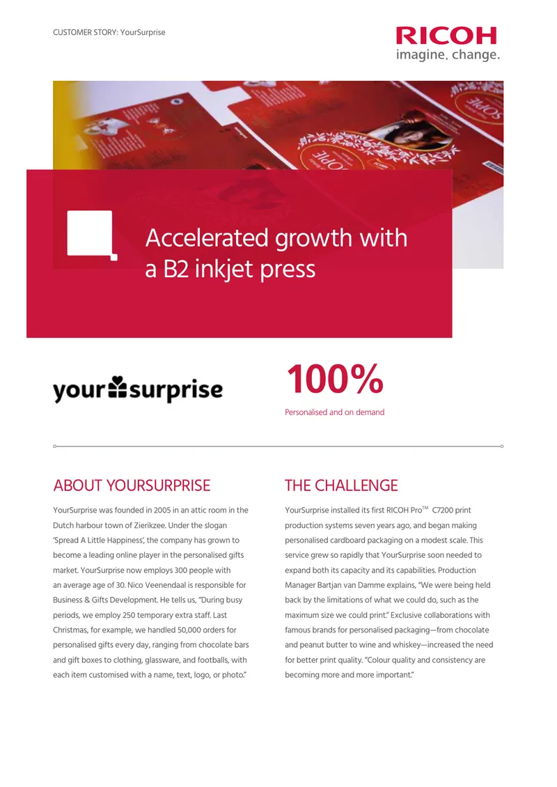 YourSurprise Customer Story on B2 Inkjet Press