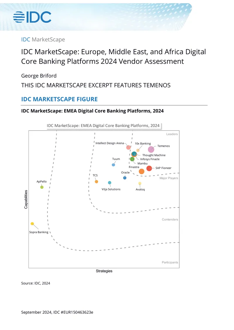 EMEA Digital Core Banking Platforms 2024 Vendor Assessment preview page 1