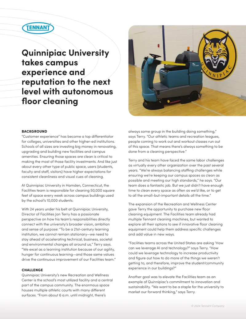 Autonomous Floor Cleaning Implementation at Quinnipiac University