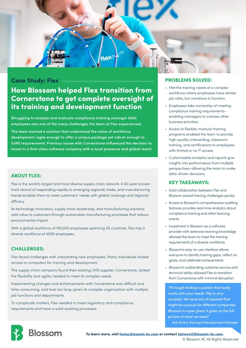Case Study on Flex's Transition to Blossom Software