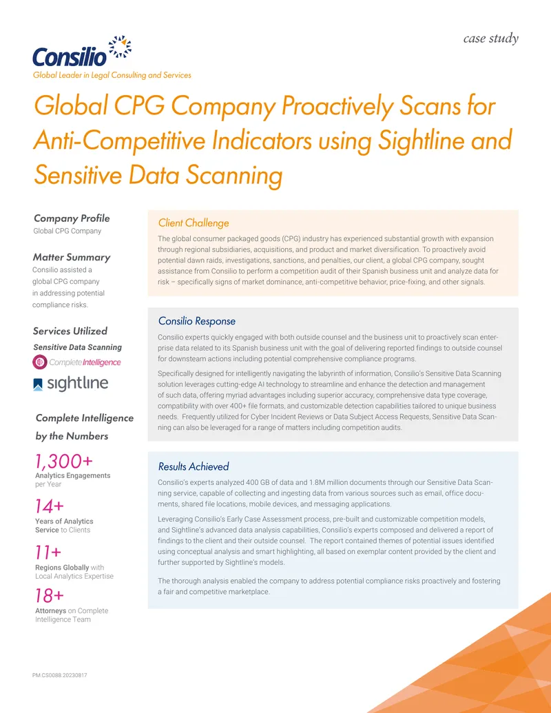 Global CPG Company Competition Audit Case Study