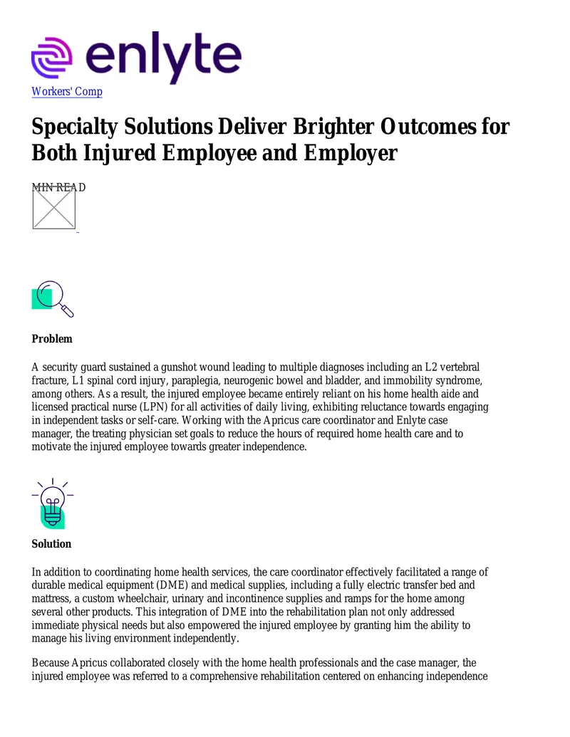 Workers' Compensation Case Study on Rehabilitation Solutions