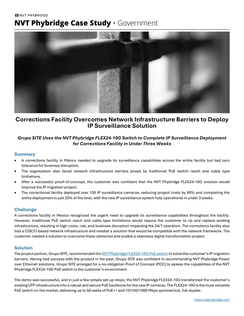 IP Surveillance Deployment in Corrections Facility