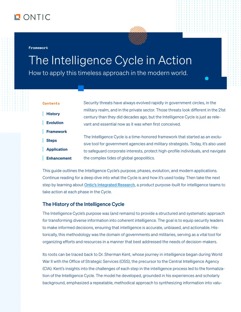 Application of the Intelligence Cycle Framework