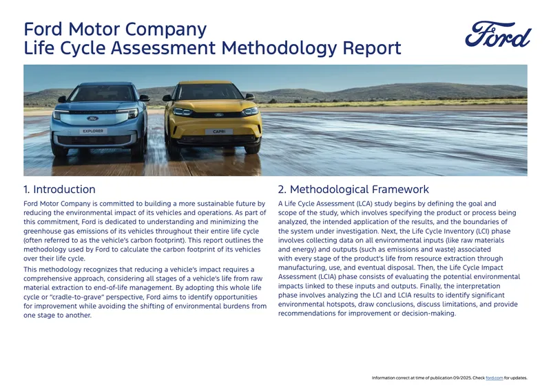 Ford Motor Company Life Cycle Assessment Methodology Report