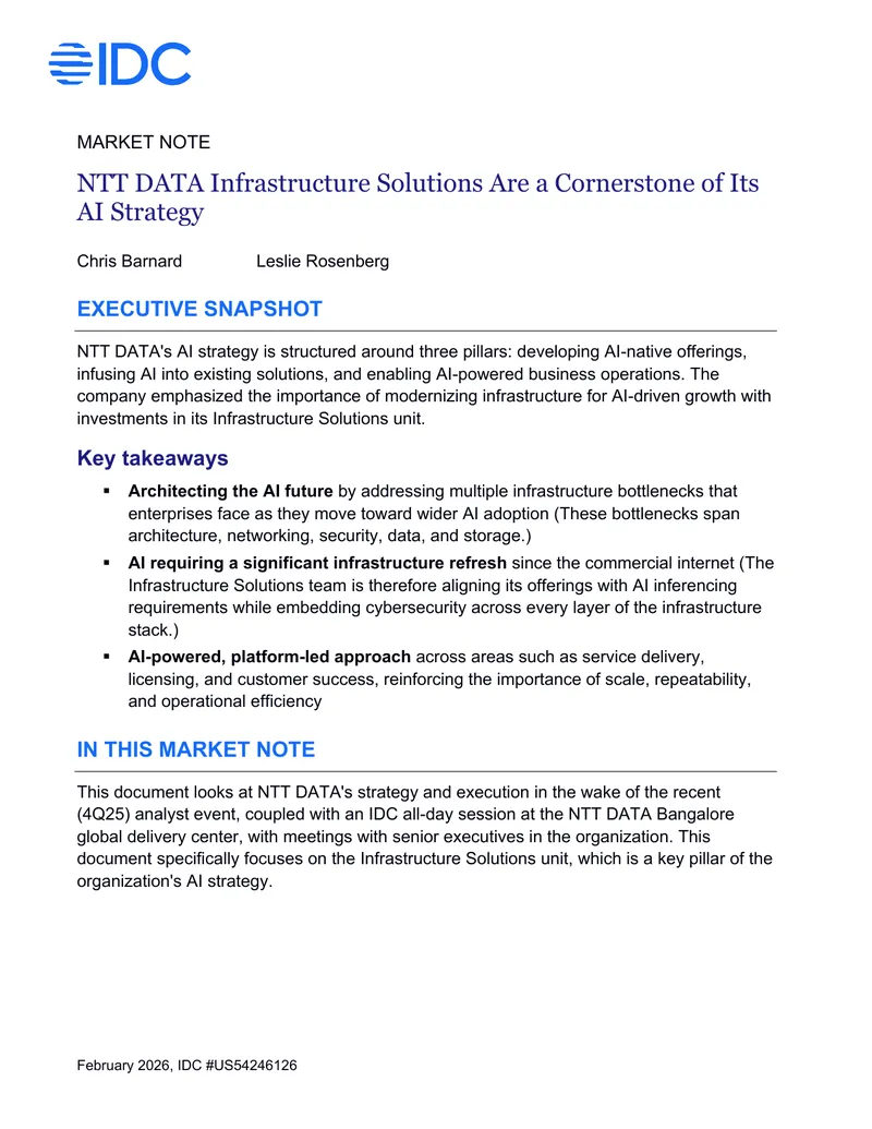 NTT DATA Infrastructure Solutions AI Strategy Overview