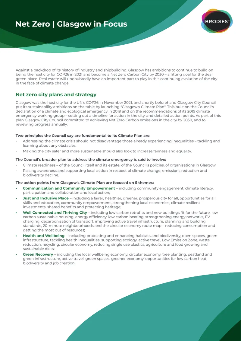 Glasgow's Net Zero Carbon City Strategy