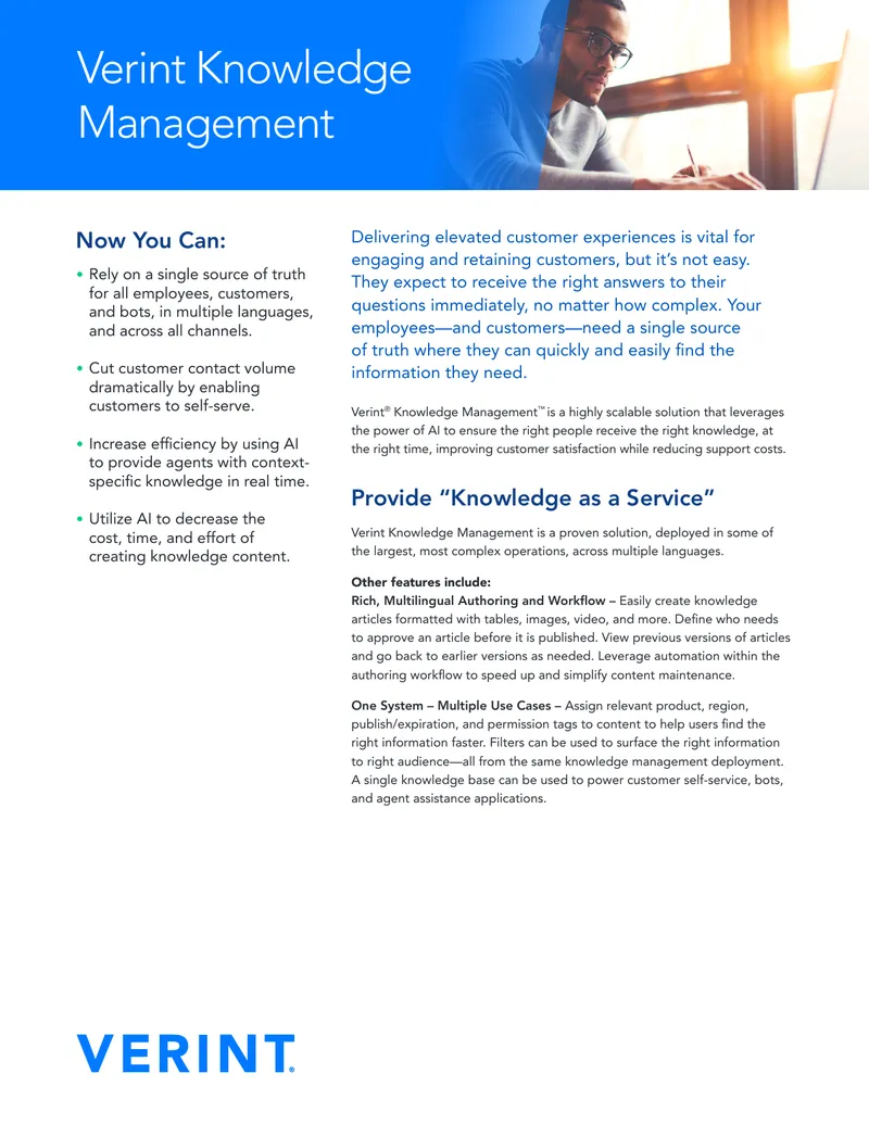 Verint Knowledge Management Solution Overview