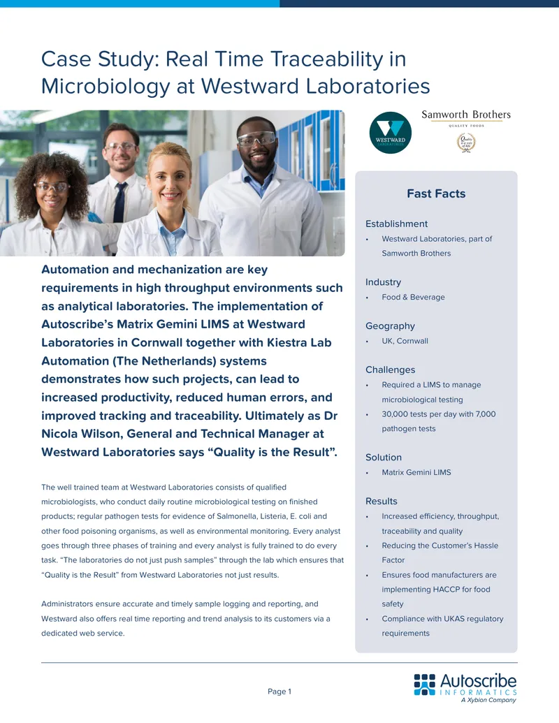 Real Time Traceability in Microbiology at Westward Laboratories