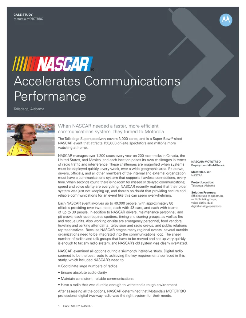 NASCAR Communications System Case Study