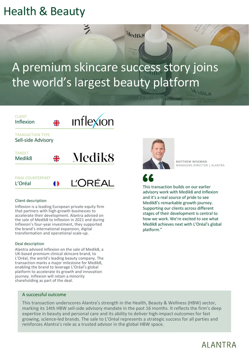 Sale of Medik8 to L’Oréal Case Study