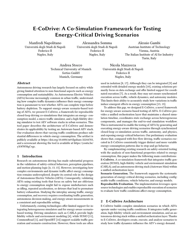 E-CoDrive Framework for Energy-Critical Driving Scenarios