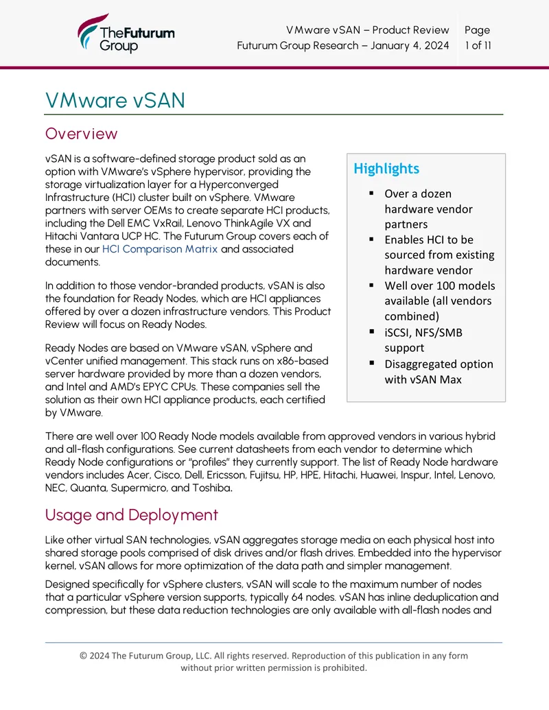 VMware vSAN Product Review Overview