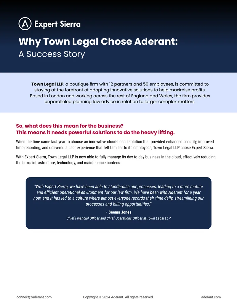 Town Legal's Adoption of Aderant Expert Sierra