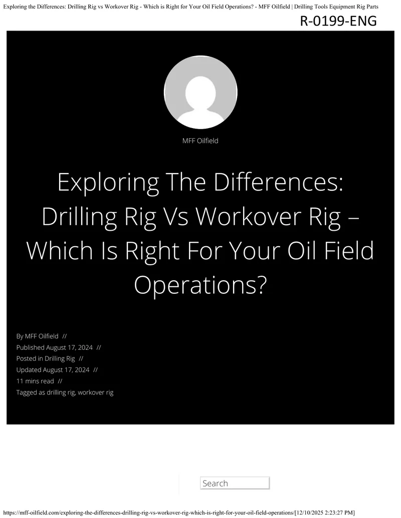 Differences Between Drilling Rig and Workover Rig