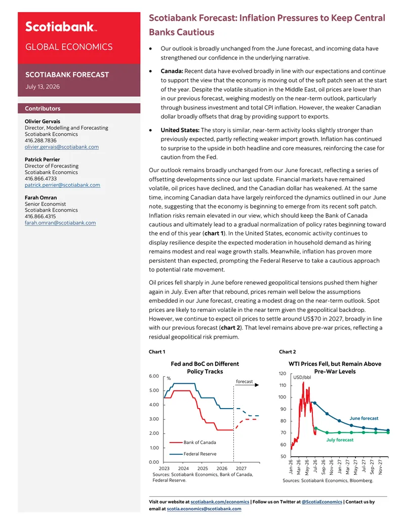 Scotiabank Economic Forecast for July 2026