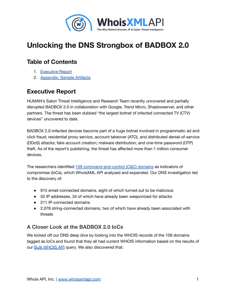 Analysis of BADBOX 2.0 Botnet Threats