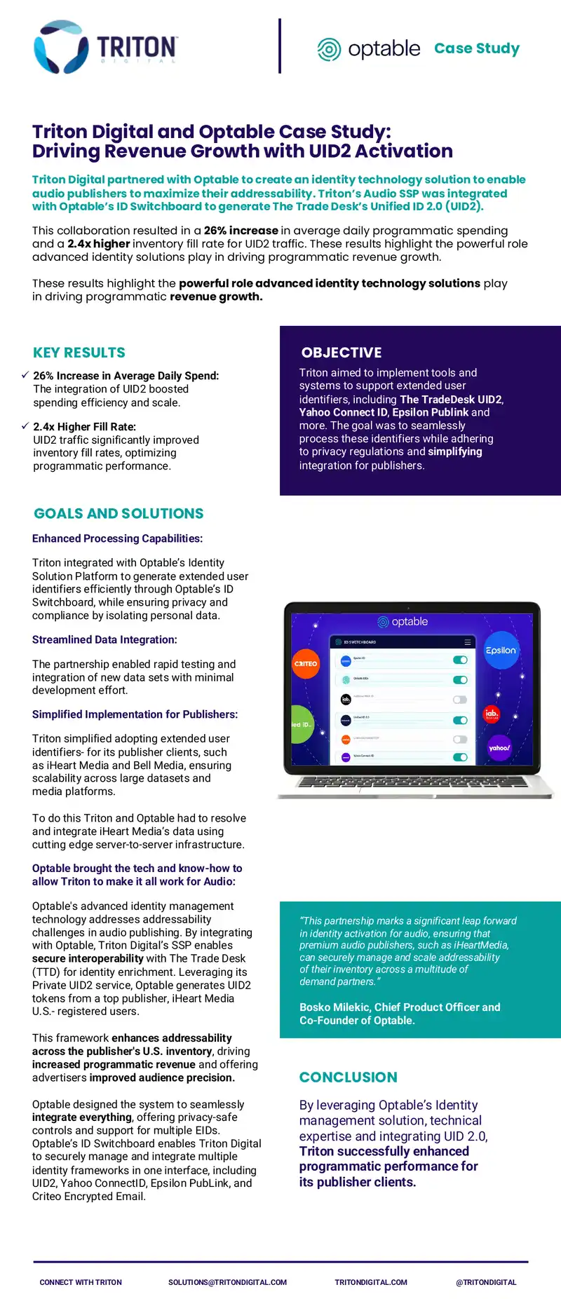Triton Digital and Optable Case Study on UID2 Activation