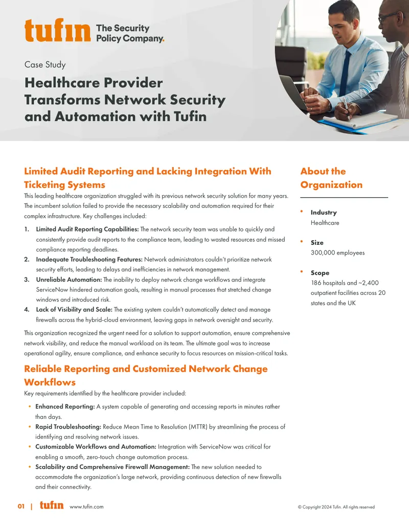 Healthcare Provider Network Security Transformation Case Study