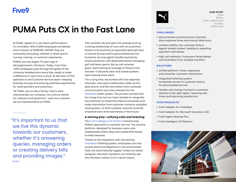 PUMA Customer Service Transformation Case Study