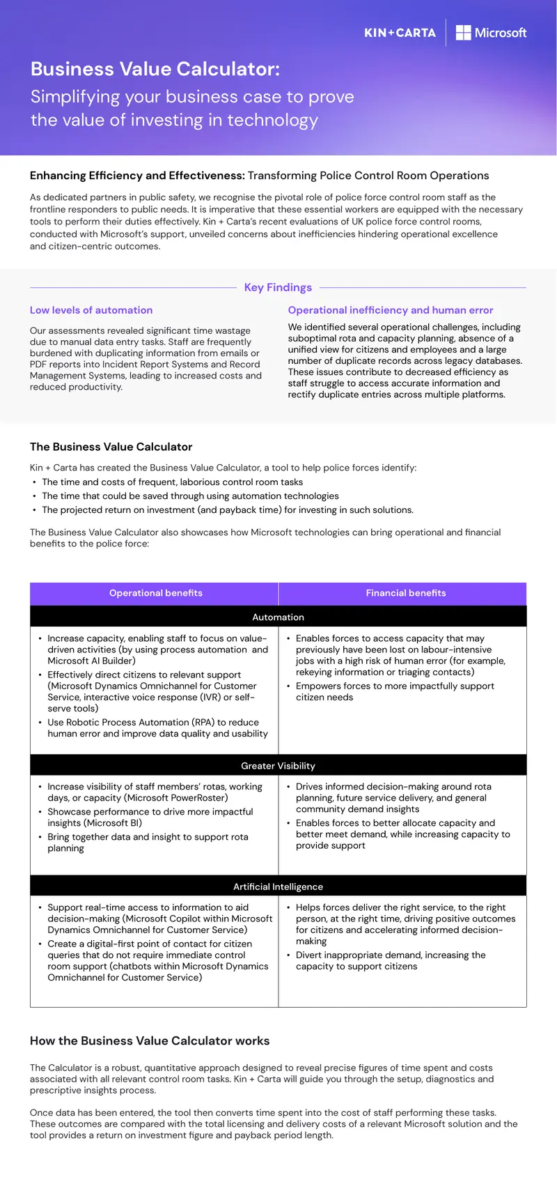 Business Value Calculator for Police Control Room Operations