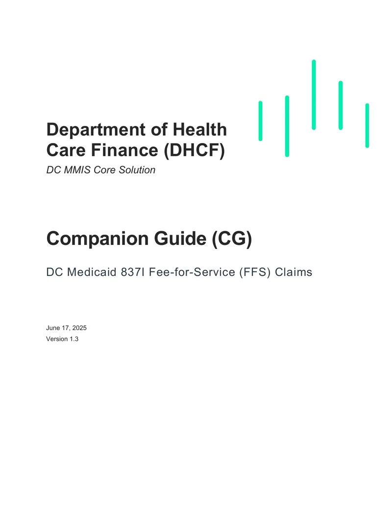 DC Medicaid 837I Fee-for-Service Claims Companion Guide