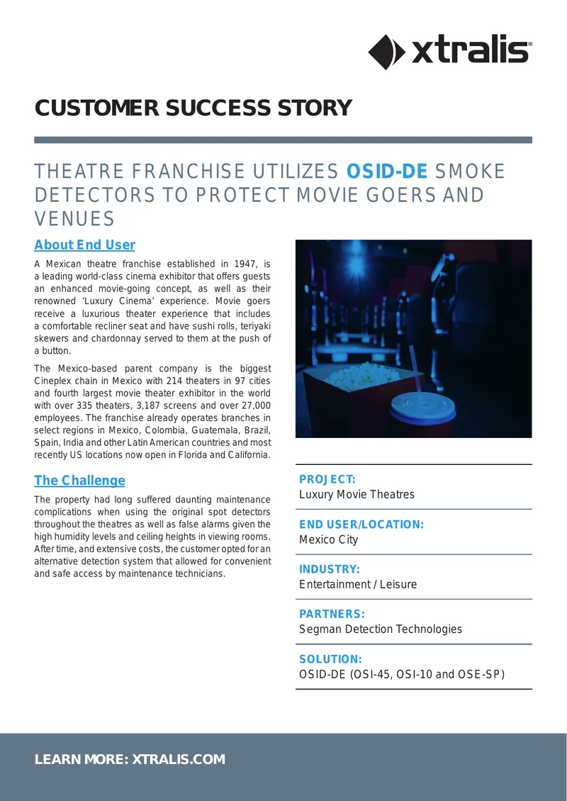 Theatre Franchise Utilizes OSID-DE Smoke Detectors