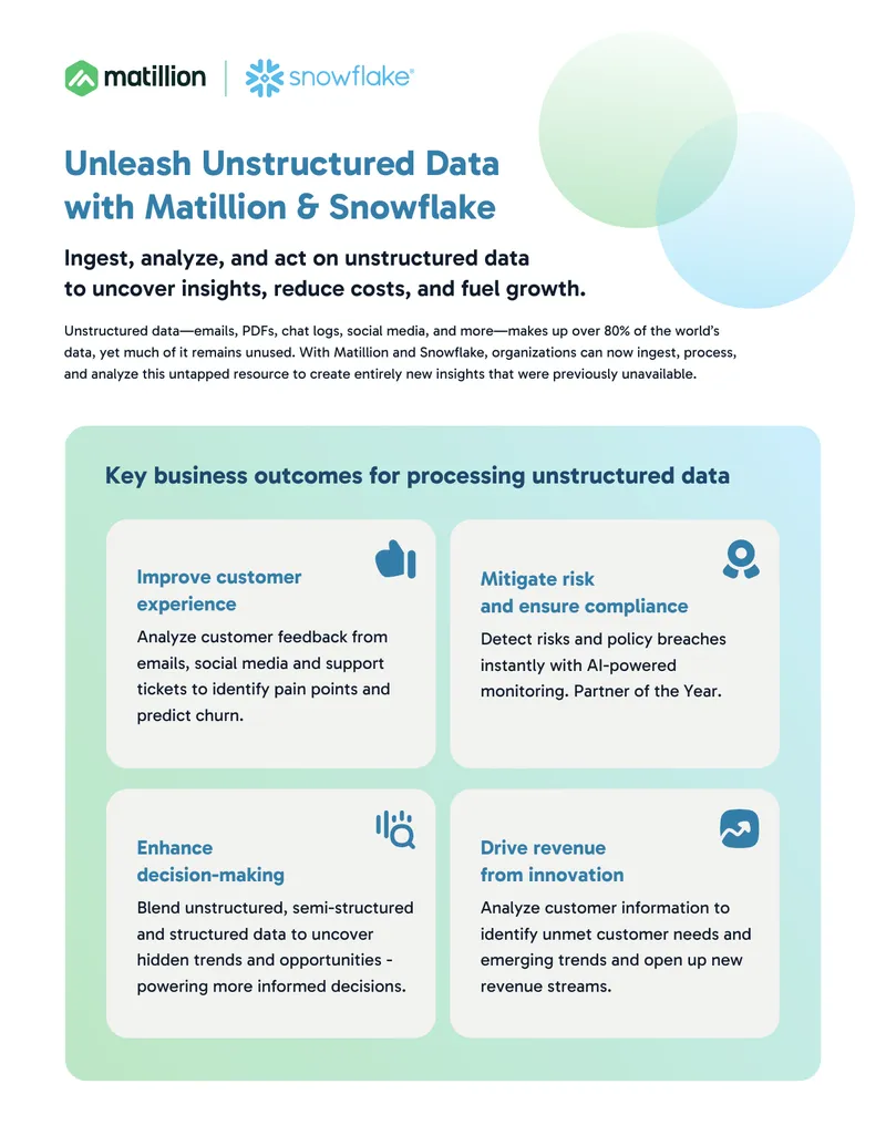 Unstructured Data Processing with Matillion and Snowflake