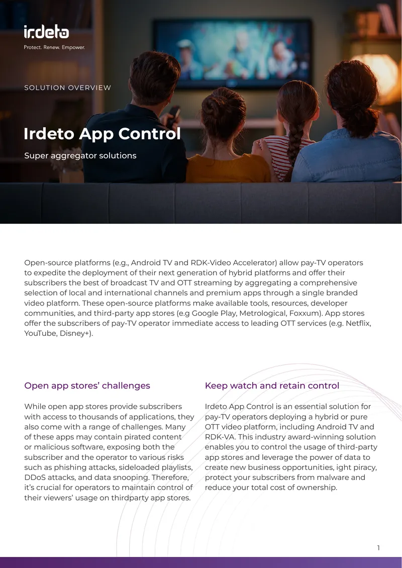 Irdeto App Control for Pay-TV Operators