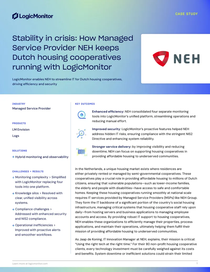 Managed Service Provider NEH and LogicMonitor Case Study
