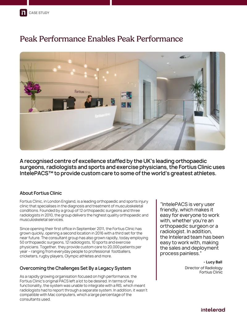 Fortius Clinic Case Study on IntelePACS Implementation
