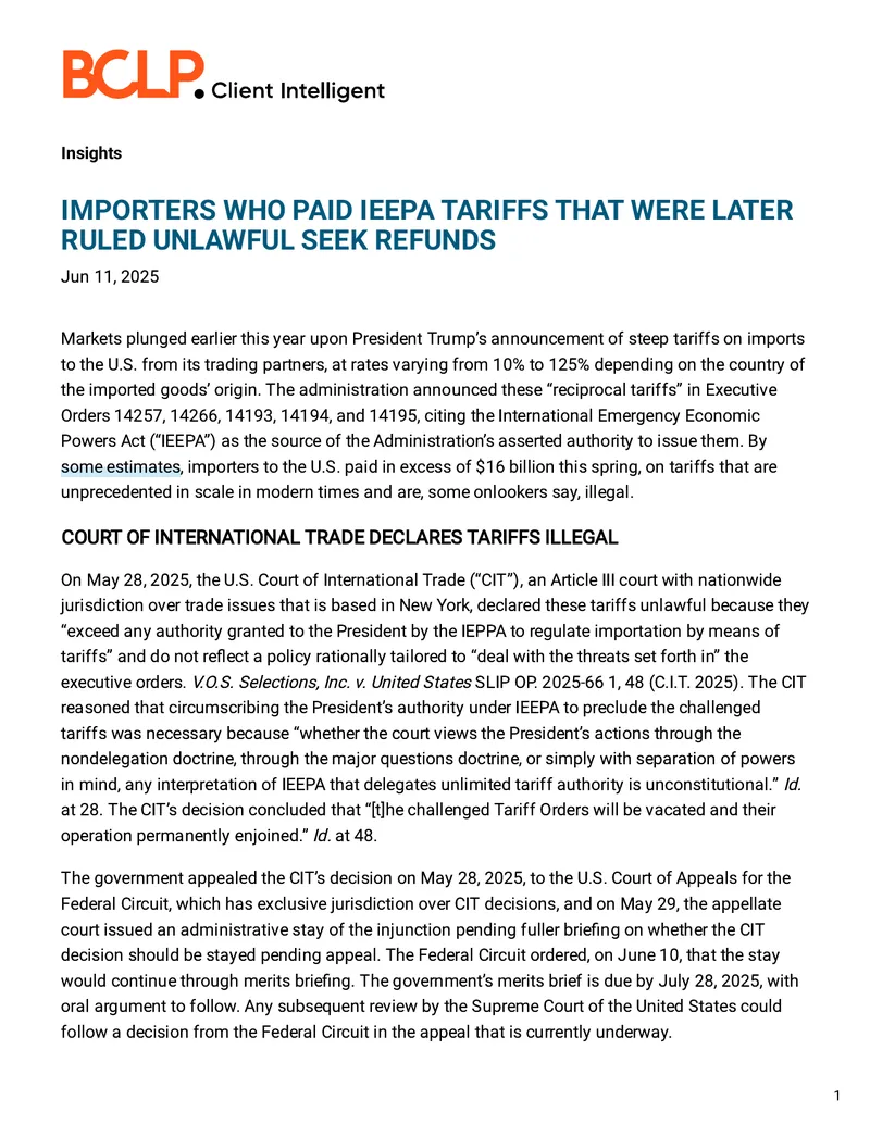 Legal Analysis of Recent Tariff Rulings