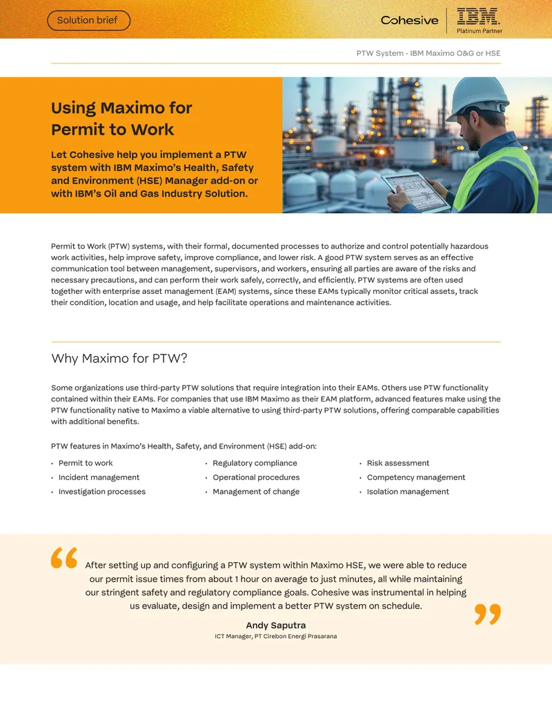 Implementing Permit to Work with IBM Maximo
