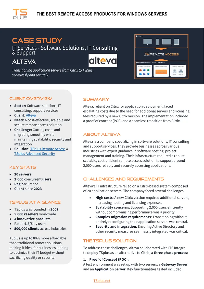 Alteva Case Study on TSplus Remote Access Implementation