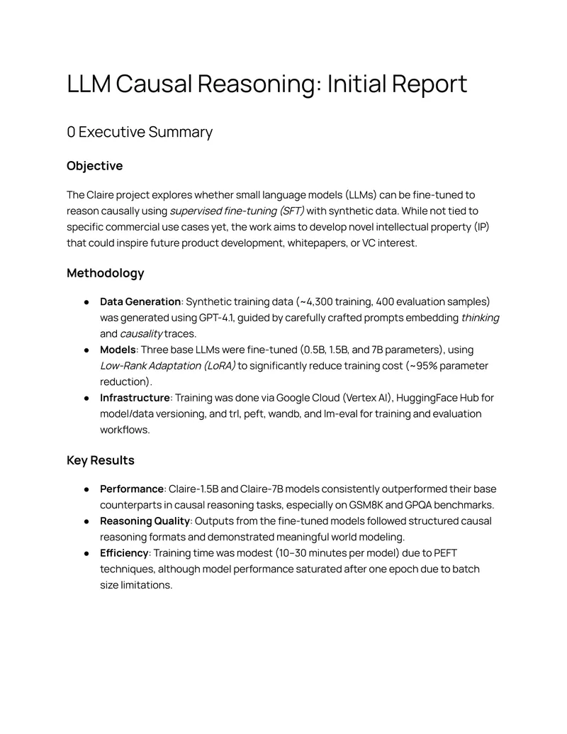 LLM Causal Reasoning Initial Report
