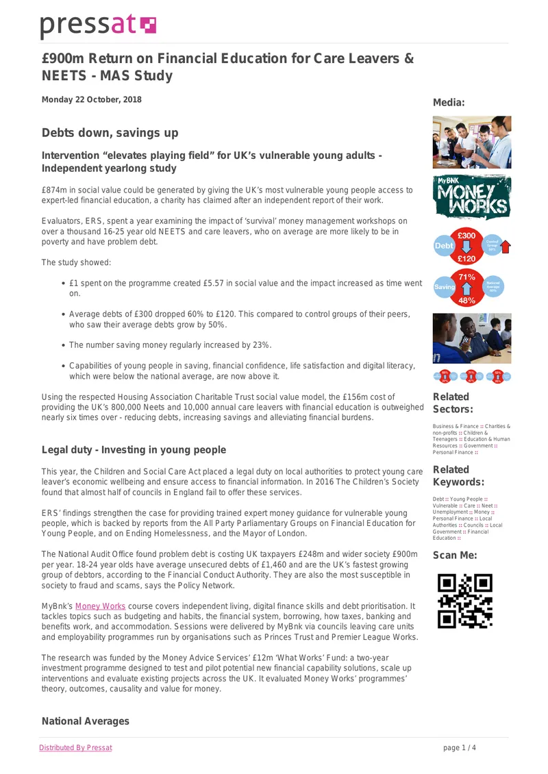 Financial Education Impact on Vulnerable Young Adults