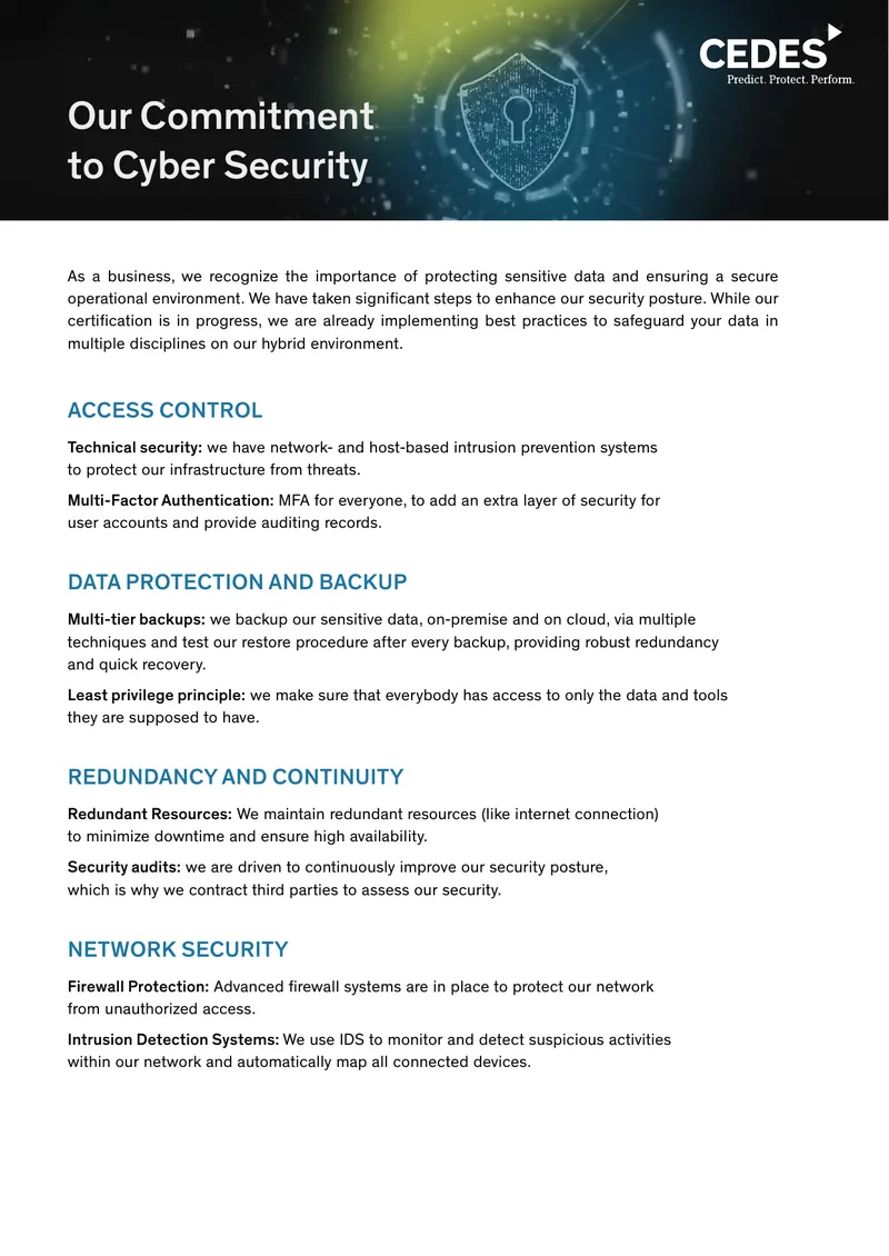 Cyber Security Commitment and Best Practices