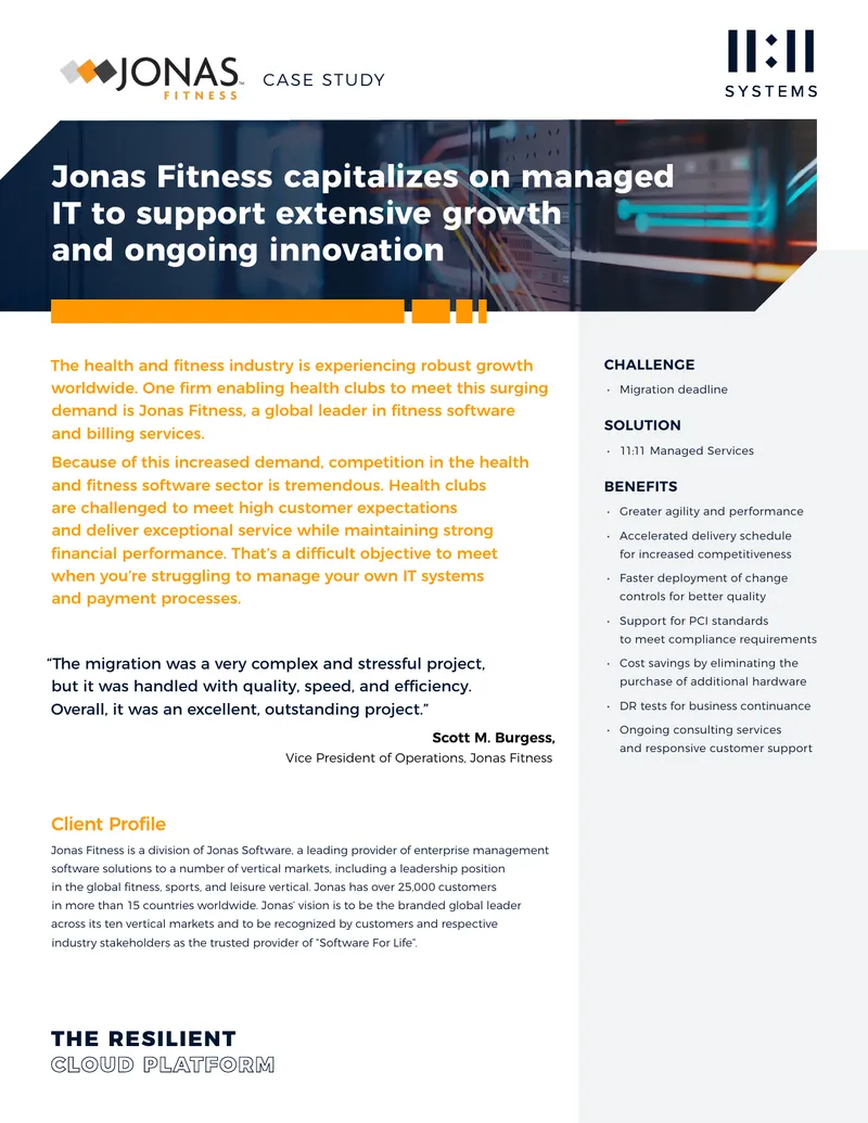 Jonas Fitness Managed Services Case Study